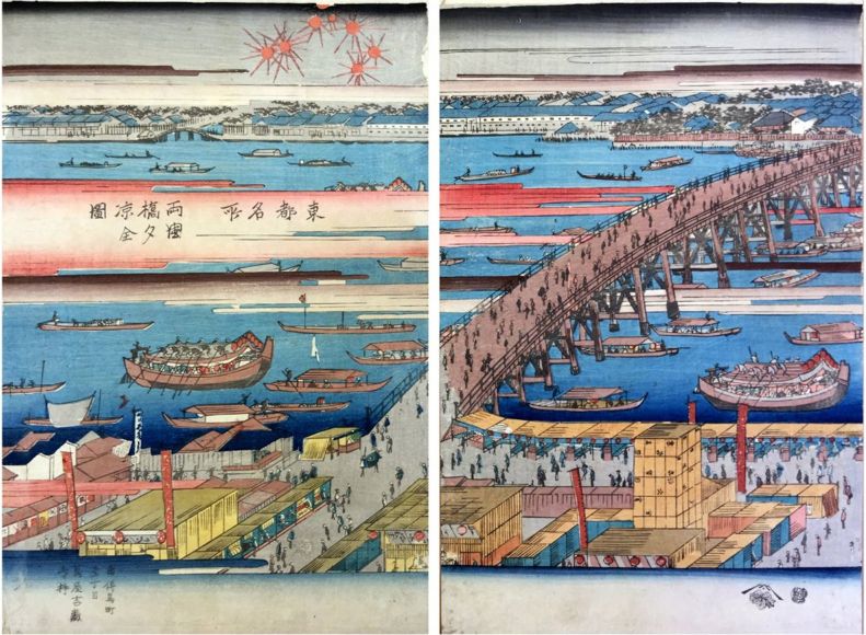 Fireworks over Nihonbashi Bridge by Ando Hiroshige